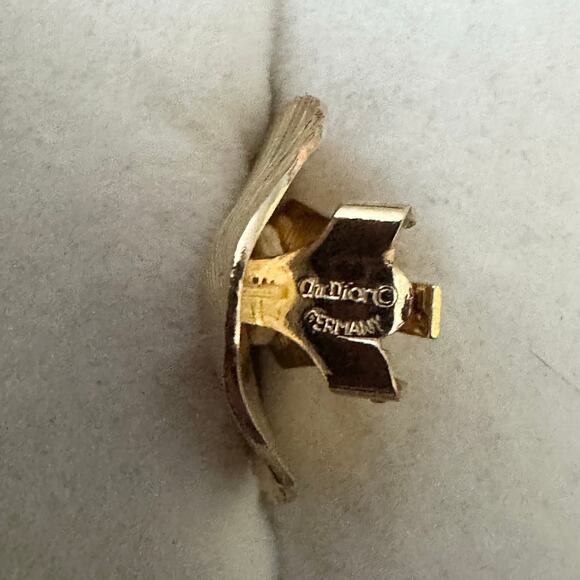 Vintage Christian Dior Germany Gold Tone Clip On Earrings - Picture 3 of 9